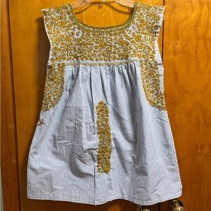 Rare Beautiful Mi Golondrina Frutas Mostaza Flores Blouse Size small